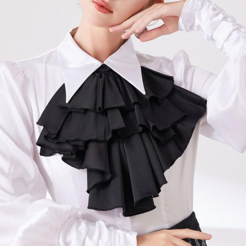Adjustable Multi Layer Flouncing Detachable Collar For Blouses Dresses Gothic Fashion Accessory In White
