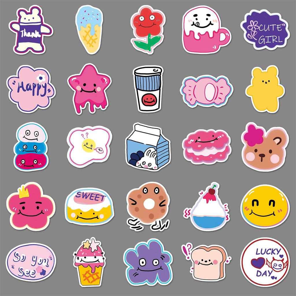 Korean Style Cute Cartoon Graffiti Stickers - 50 Waterproof Sheets for Phone Cases & Suitcases