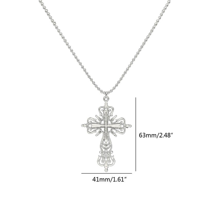 Vintage Cross Pendants Necklace for Women Kpop Punk Chain Necklaces Long Korean Fashion Retro Jewelry On The Neck Gift