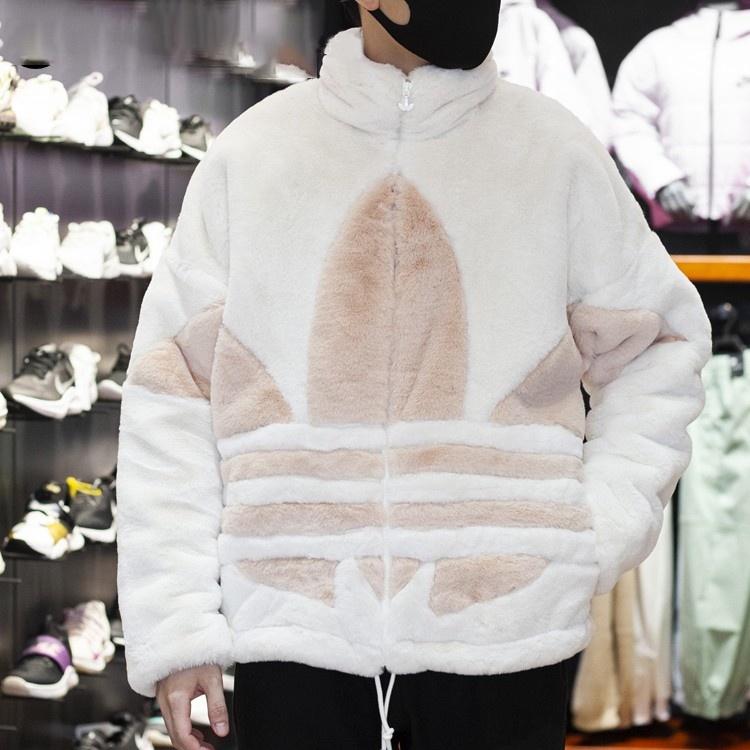 adidas originals Large Logo Stand Collar Sports Jacket Pink White Men's HC0324