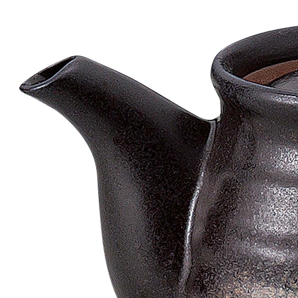 Soho Kiln Ceramic Pot, Black Bizen Blown (with Basket Mesh), 480cc, 482-26-463