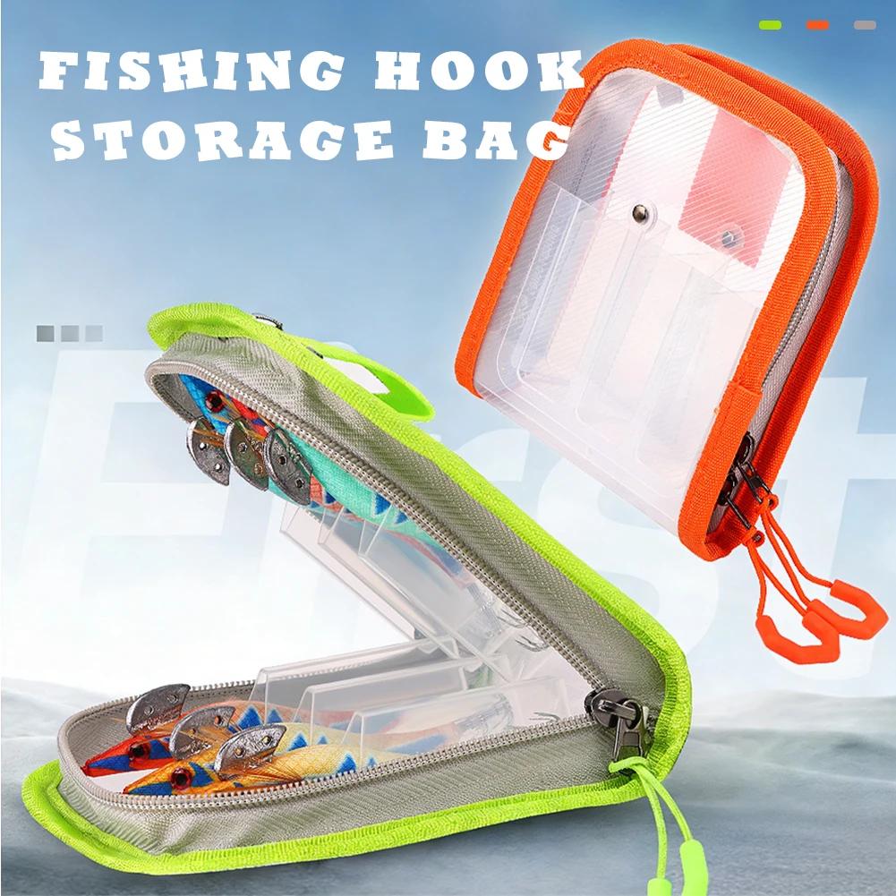 Double Zipper Design 6 Grid Egi Bag Portable Double Layer Squid Jig Storage Pouch Lure Fishing Tackle Accessories