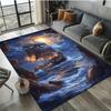 Crystal Velvet Nautical Sailing Ship Area Rug - Anti-Slip, Vibrant Sunset Design, Perfect for Living Room or Bedroom Decor, Polyester Materi
