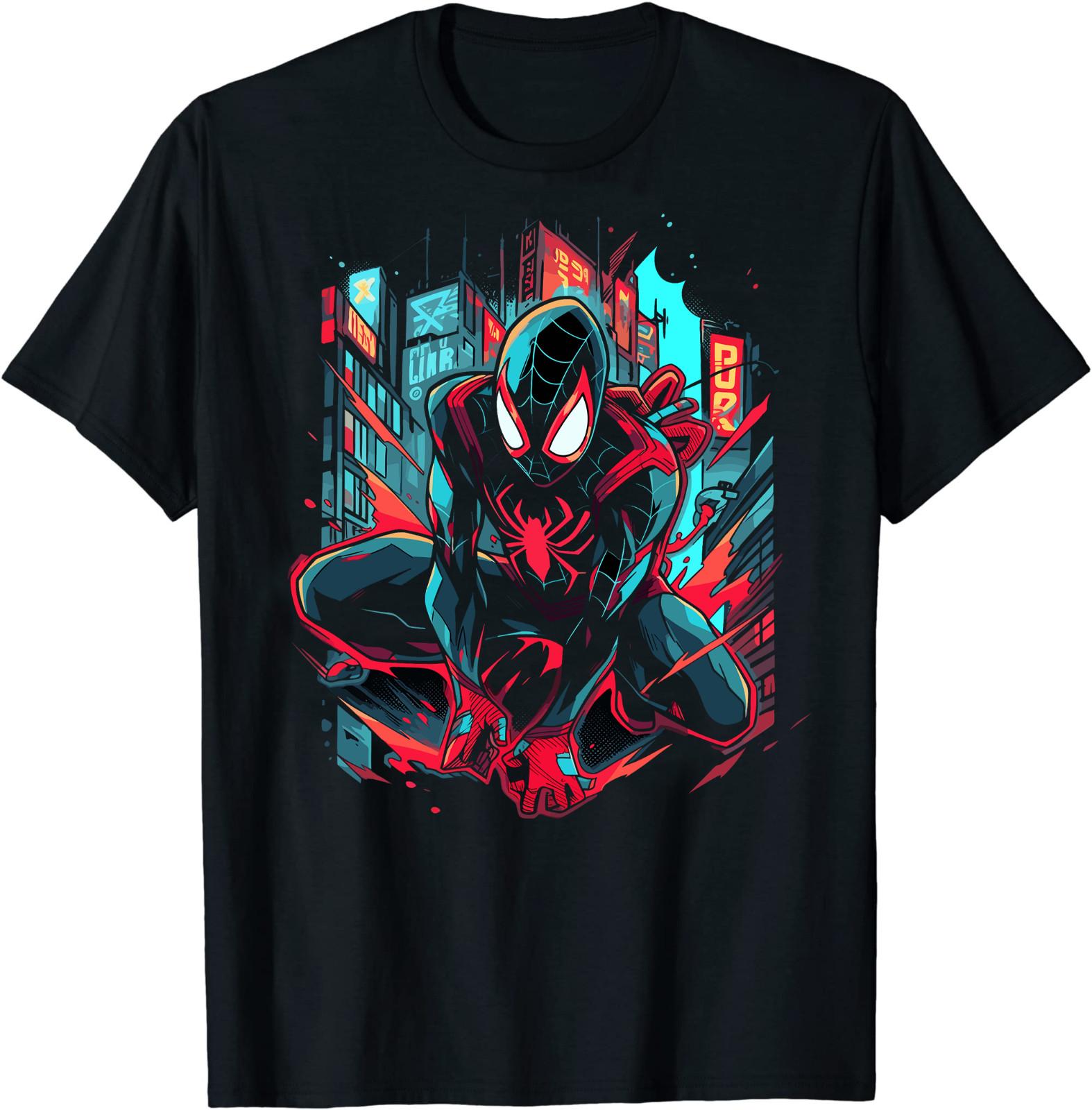 Spider-Man Miles Morales Graffiti City T-Shirt Funny Gift T-Shirt S-5XL S разноцветный