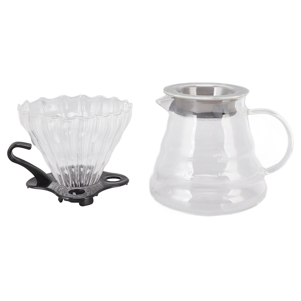Pour Over Coffee Maker 600ML Glass Coffee Dripper Pot with Filter Cup and Paper for Home Shop