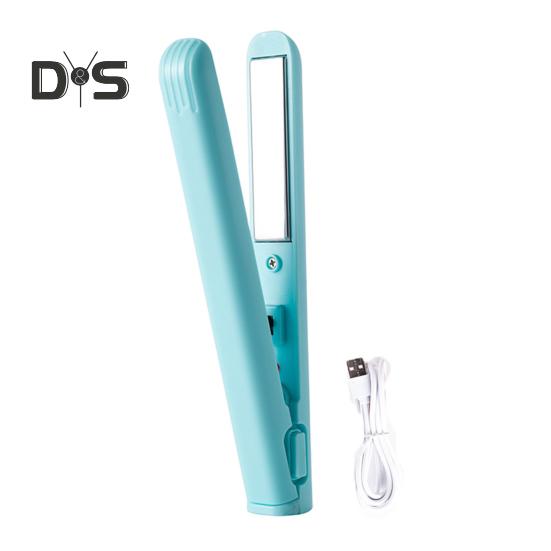 Plancha de pelo portátil USB de calentamiento rápido, rizador eléctrico, flequillo, mini rizador, herramienta de viaje para peinar el cabello de mujer.