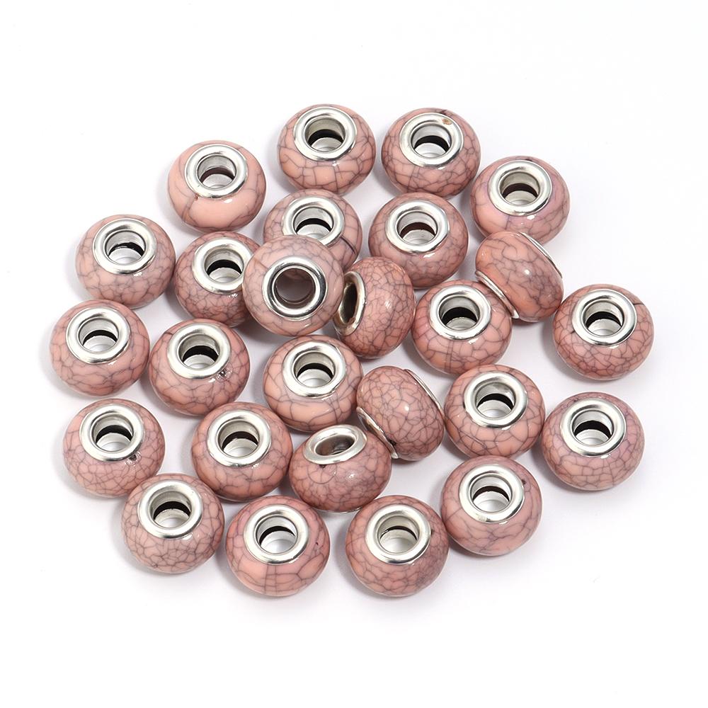 20pcs/lot Resin Beads 14mm Colorful Turquoise Lines Large Hole Spacer Beads For Jewelry Making DIY Necklace Bracelet Accessories