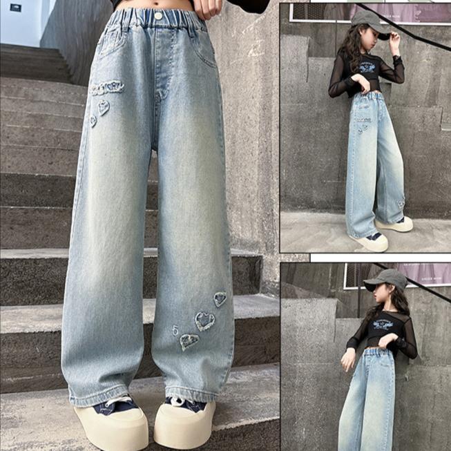 Mädchenjeans Kinderhosen Hosen mit geradem Bein Hosen mit weitem Bein Lockere Hosen