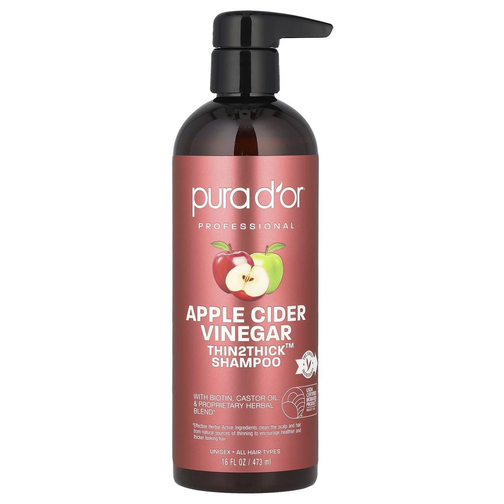 Pura D'Or, Apple Cider Vinegar, Thin2Thick, Shampoo, 473Ml(16Fl Oz)