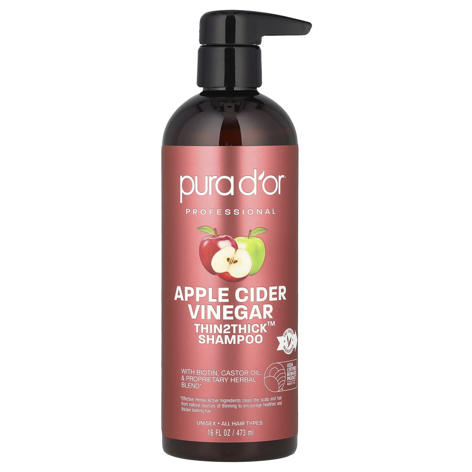 

Pura D Or, Apple Cider Vinegar, Thin2Thick, Shampoo, 473Ml(16Fl Oz)