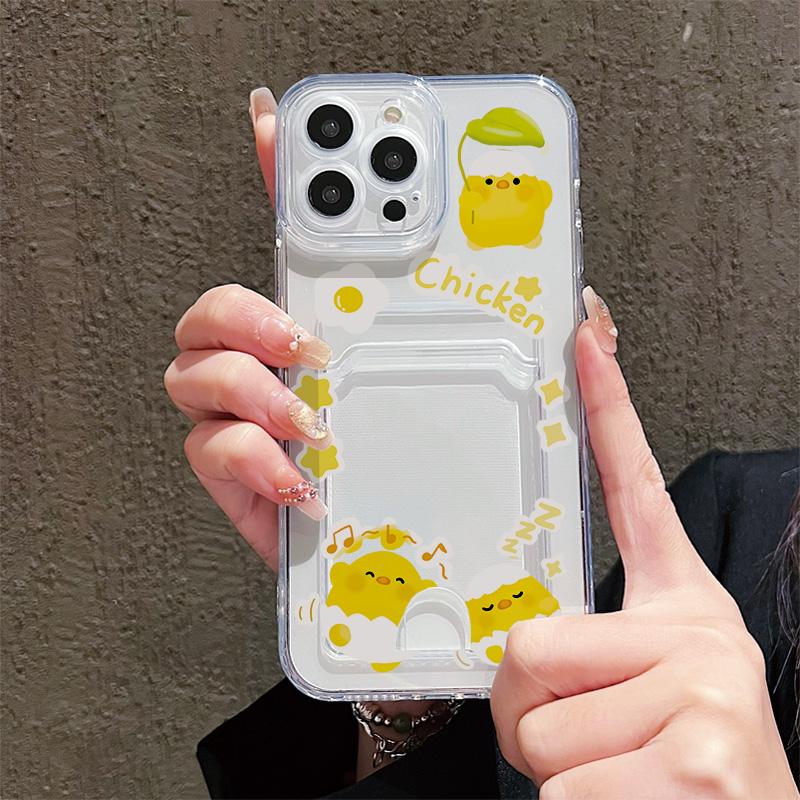 Card Slot Holder Silicone Wallet Pocket Case For iPhone 14 16 17 Xiaomi Redmi Note 13 Reno 12F 13F Samsung S23 S24 S25 Ultra Cover Clear Phone Bumper