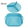 Nonstick Grilling Tray 2PCS Air Fryer Silicone Baking Pan with Handles, Square And Rectangular Microwave Safe Oven Set, Liner for Roasting Steaming