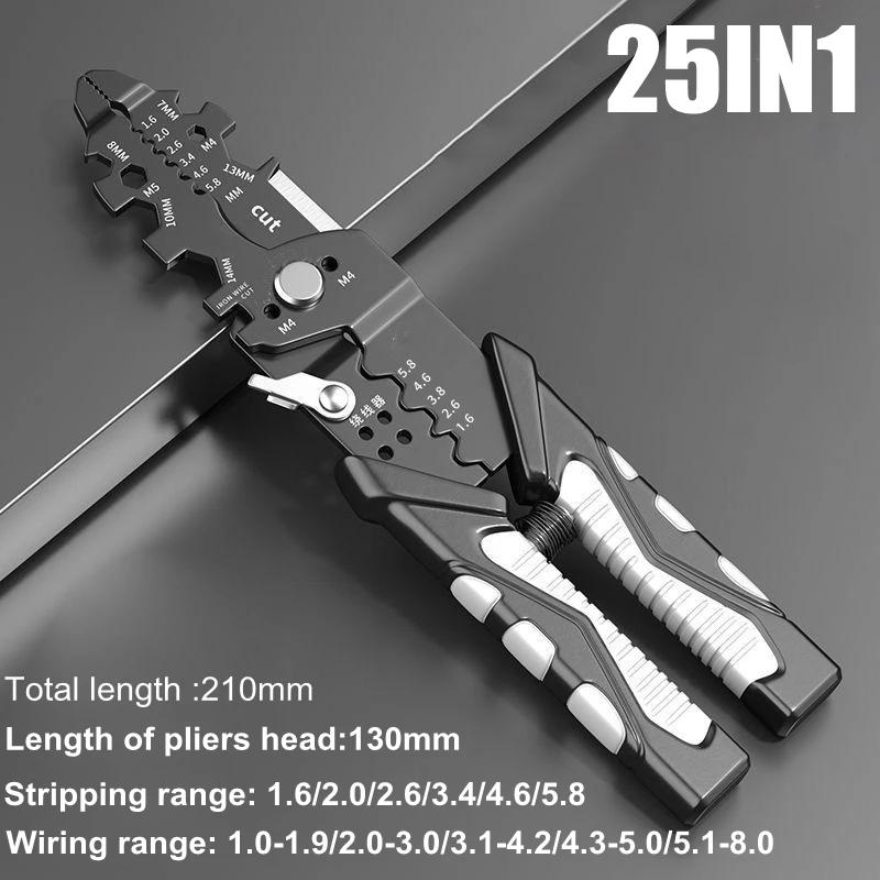 

25в1 плоскогубцы для электрика, многофункциональные плоскогубцы для зачистки проводов, инструменты для обжима клемм для обрезки проводов, разделения проводов, разрыва