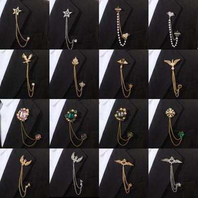 Fashion Baroque Vintage Diamond Brooch Men'S Suit Accessories Personalized Wedding Long Jacket Corsage Badge