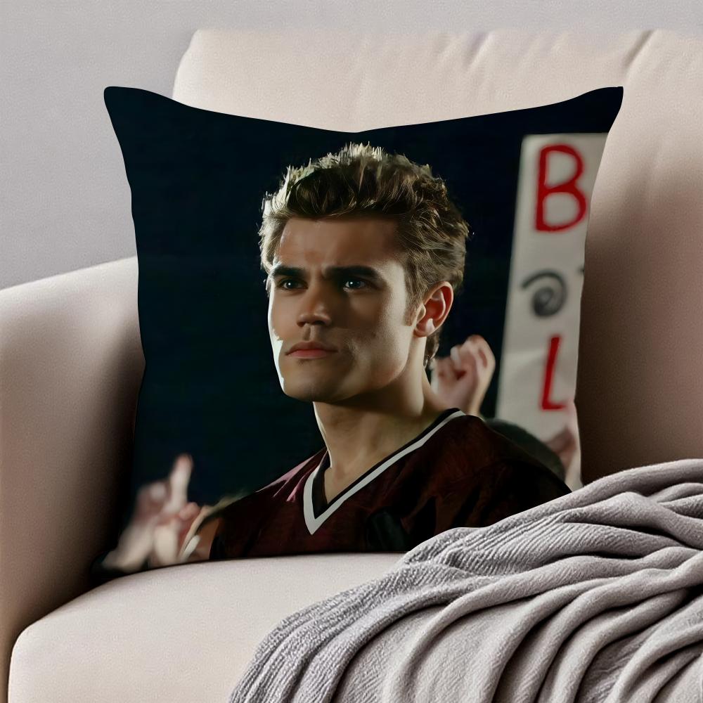 S-Stefan Salvatore Vampire Diaries Lead Cushion Cover Pillowcase Anti-Dustmite Invisible Zipper Short Plush Sofa Cushion