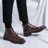 Autumn and winter new hairstylist short boots pointed boots British Martin boots high-top leather shoes inner height-increasing leather boots