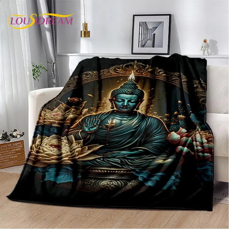Manta de felpa suave de Buda Sakyamuni budismo fe religión, manta de franela para sala de estar, dormitorio, cama, sofá, oración
