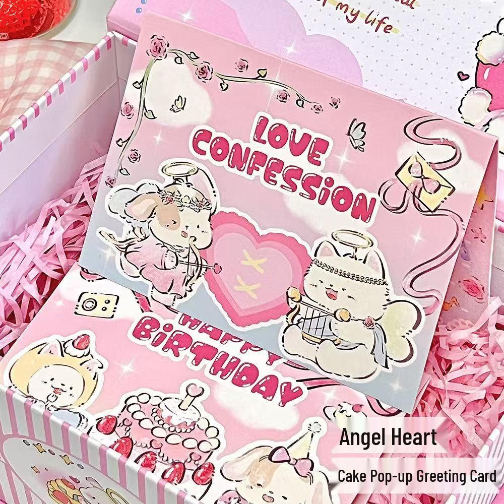 Creative 3D Cartoon Birthday Card: Folding Surprise Gift for Couples & Angels