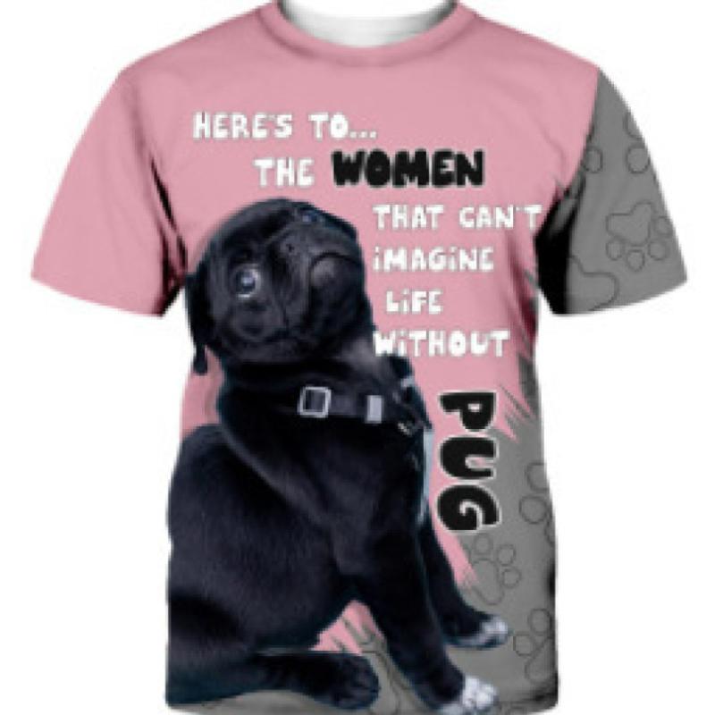 Reduceri de primăvară fierbinte de vară europeni și americani tricou bărbați modă creativă câine animal imprimeu digital 3D gât rotund scurt S