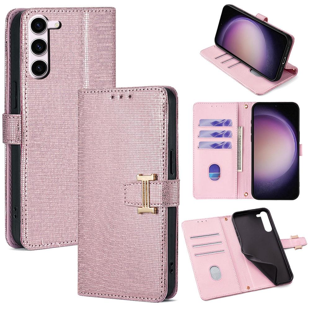 

Для Samsung Galaxy S23 Чехол-кошелек с пайетками, кожаный, кроссбоди, чехол для телефона Rose Gold