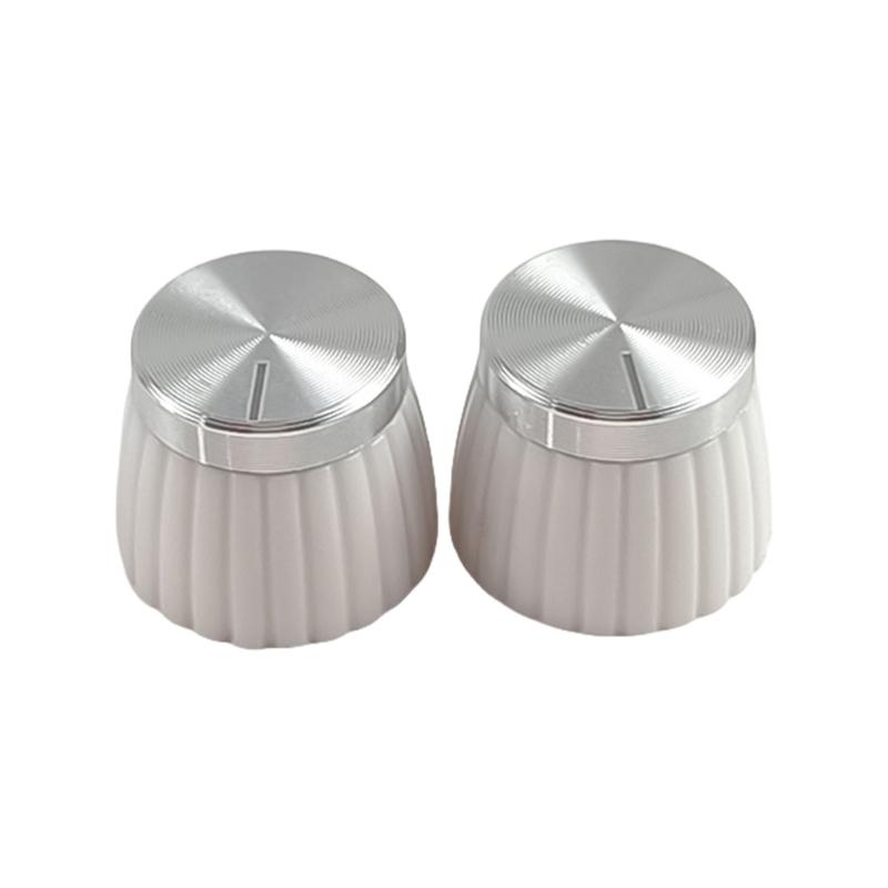 

Pack of 2 Guitar Knob Caps Easy Installation Volumes Button Caps Bass Control Knobs Plastic Texture for Quick Changes серебряный/белый