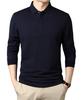 Three Joy Men's Golf Polo Shirt, Casual Long Sleeve, Solid Color, Quick-Drying, Button-Down, Navy, Size XL