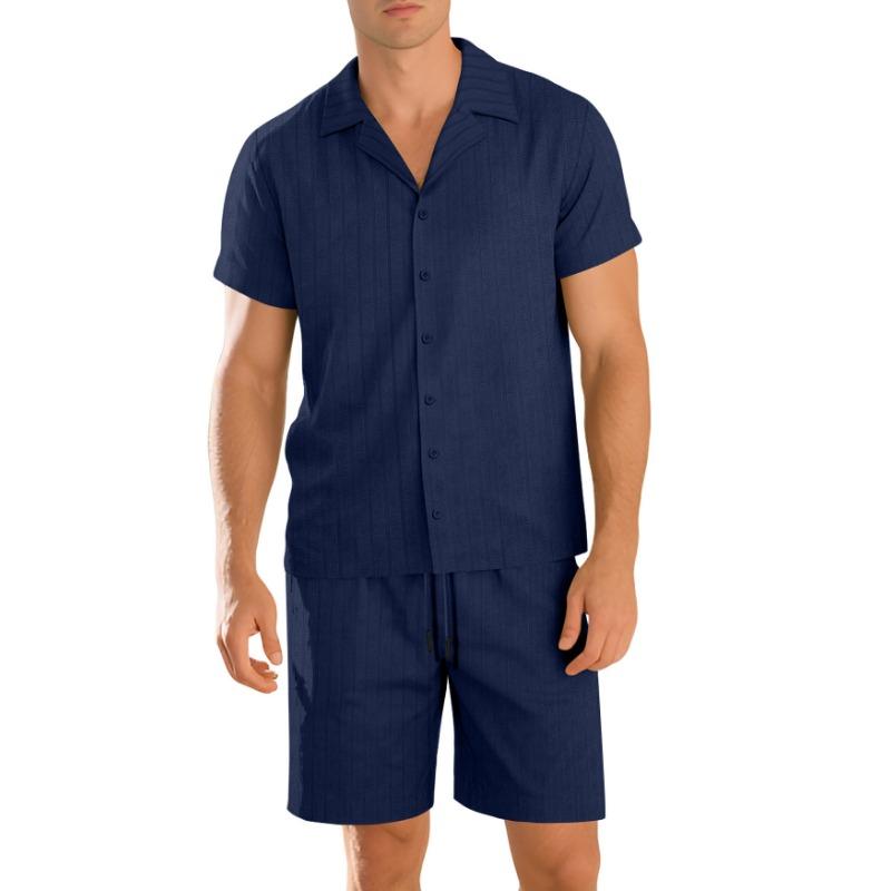 Men S Casual Breathable Mesh Drawstring Shorts Set Short Sleeve Top
