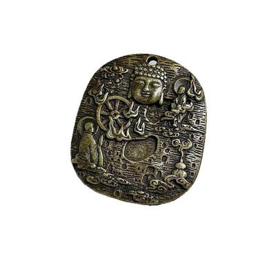 Tibetisches Shakyamuni Amulett: Neun Paläste, Acht Trigramme Anhänger aus Messing