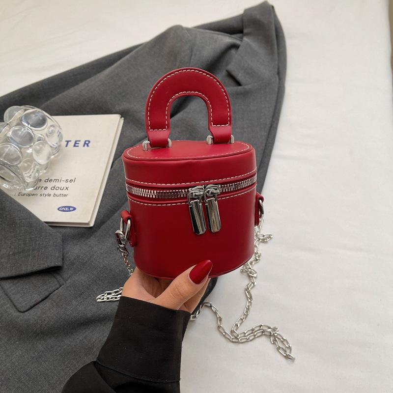 Fashion personalized bucket bag shoulder bag new double zipper design messenger bag feeling handbag