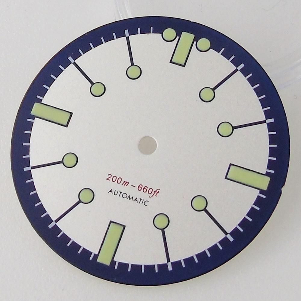 31mm Beige/Black/Red/Blue/White Sterile Dial Face Fit NH35A NH36A ETA2824 PT5000 Automatic Watch Parts Green Lume Arrow Hands