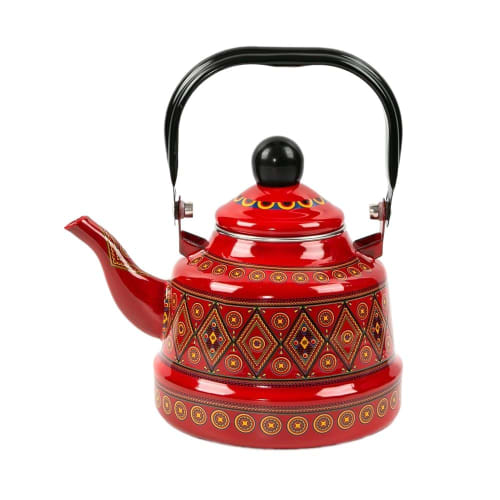 DRYYHEML (Small Shop) Enamel Tea Kettle, Stylish Retro Tea Kettle, 1.1L, Enamel, Ancient Bell Pot, Black Handle, Tea Kettle (E), Stylish Retro Design,