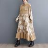 Women's Retro Literary Loose Slim Mid-Length Printed Dress Women