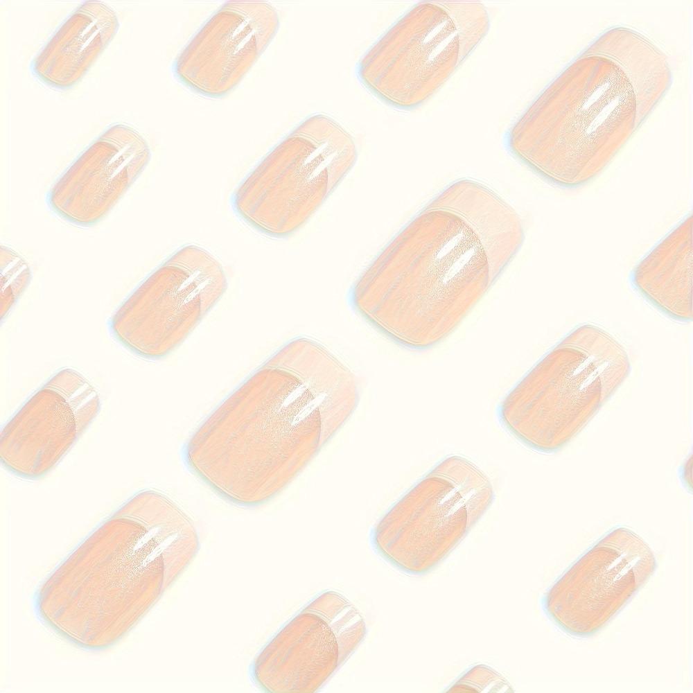24pcs Chic French Tip Press-On Nails Kit  Glossy Aurora White & Pink,  Medium Length French Tip False Nails Set