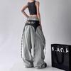 Женские брюки-палаццо с американским дизайном, цветные блоки, на шнуровке: Весна/Лето 2025 Хип-хоп парашютные танцевальные брюки