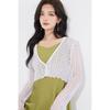 Gilet court jacquard ajouré d'été pour femme