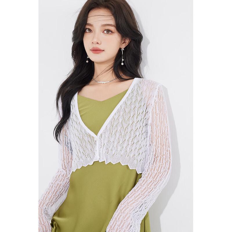 Women s Summer Jacquard Hollow Knit Short Cardigan