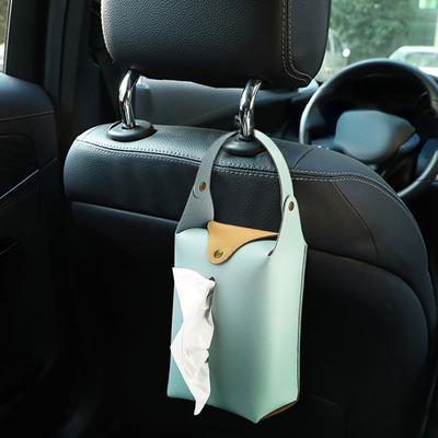 Car Headrest Tissue Holder Leather Paper Towel Storage Truck Bag Family Trip Organizer Decor Vehicle Decoration