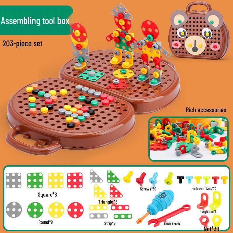 Assembly Toolbox for Kids: Electric Drill & Screwdriver Set with Disassemblable Screws