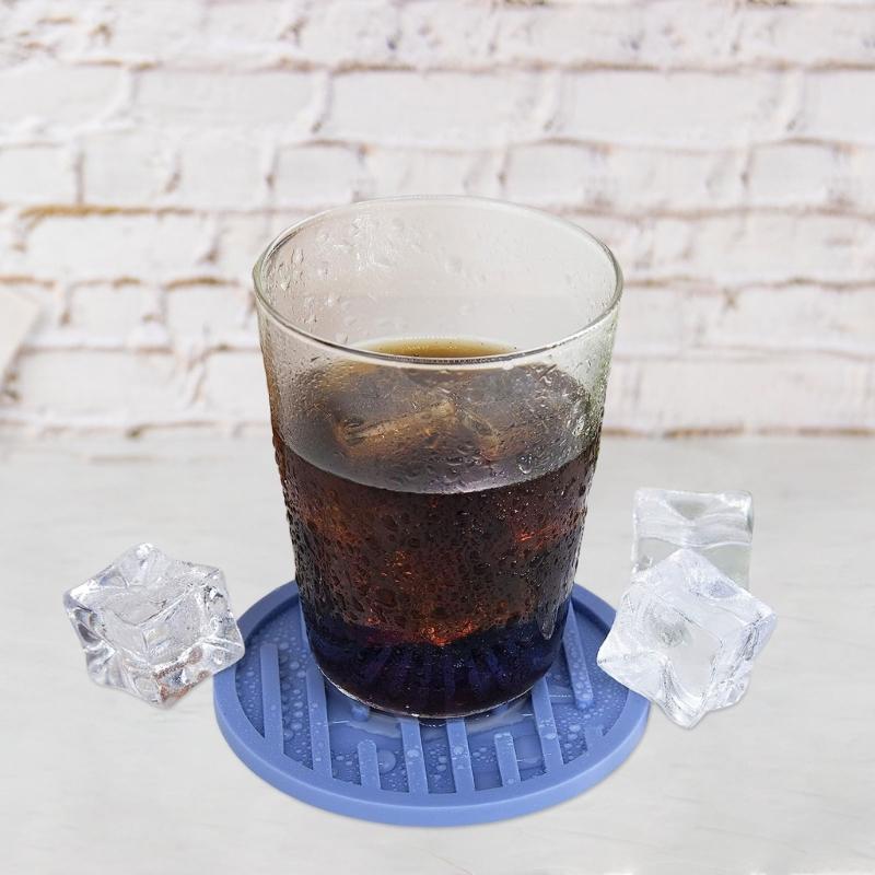 6Pcs Silicone Drink Coasters Round Nonslip Table Decors Coasters Silicone Texture Suitable for Kitchen Everyday Use