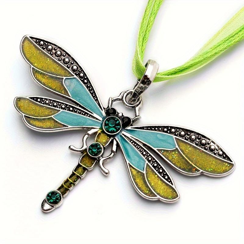 Fashion Crystal Dragonfly Pendant Necklaces For Women Vintage Insect Multi Layers Rope Necklace Jewelry Thanksgiving Gift