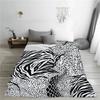 Animal Print Flannel Throw Blanket Black And White Zebra Leopard Snake Pattern Warm Blanket For Living Room Sofa Bed Decor