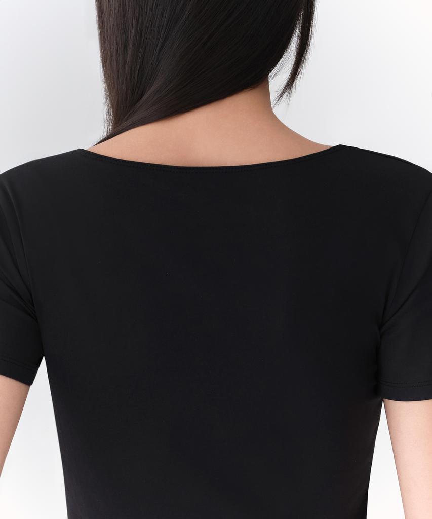 MUSINSA STANDARD WOMAN [Heat Standard] Women'S Crew Neck Short Sleeve Undershirt [Black]