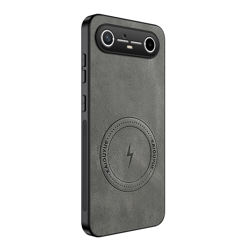 

For Tecno Pova Slim Fashion Lightning Leather Silicone Case For Tecno Pova Slim Magnetic Wireless Charge Shockproof Cover Shell Tecno Pova Slim серый