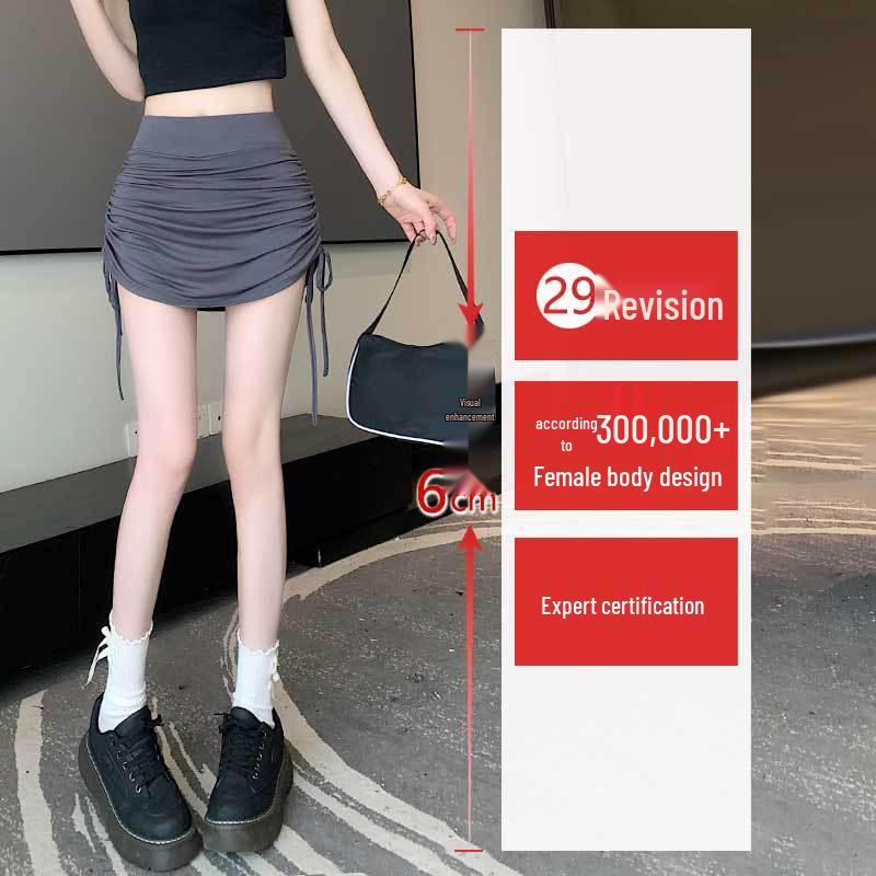 High Waist Slimming Bodycon Midi Skirt with Drawstring - Women's Stylish Yoga Skirt Trend