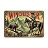 Winchester Vintage Metal Tin Sign   Rustic Western Cowboy  Bear Hunting Wall Art Durable Iron Home Bar Kitchen Garage Din