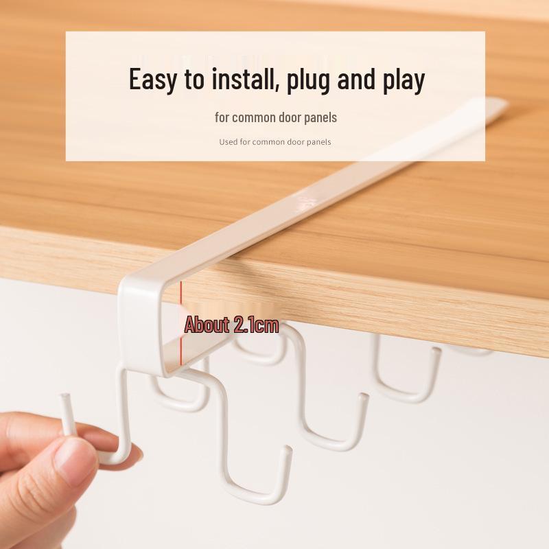 Kitchen Holder Cup Organizer Punchfree Cabinet Shelf Hanging Hook Rack