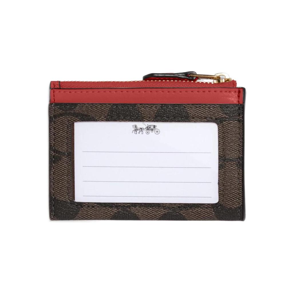 New COACH Skinny Id Case Leather Card Holder Card Holder Mini Women's Red/Brown 88208-IMRVQ