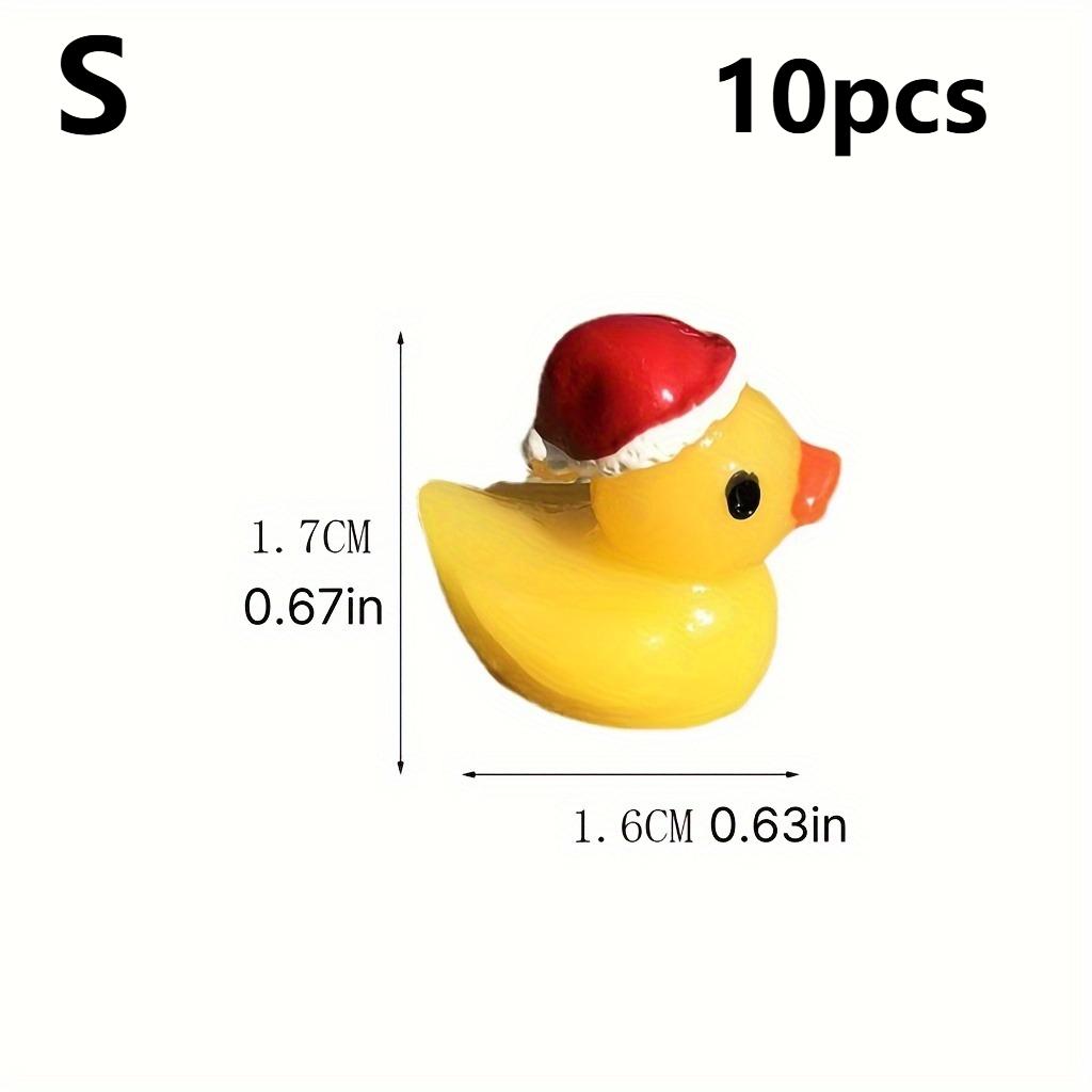 10pcs Whimsical Christmas Duck Home Desktop Decorations, Handcrafted Exquisite Miniature Rubber Ducks with Santa Hats