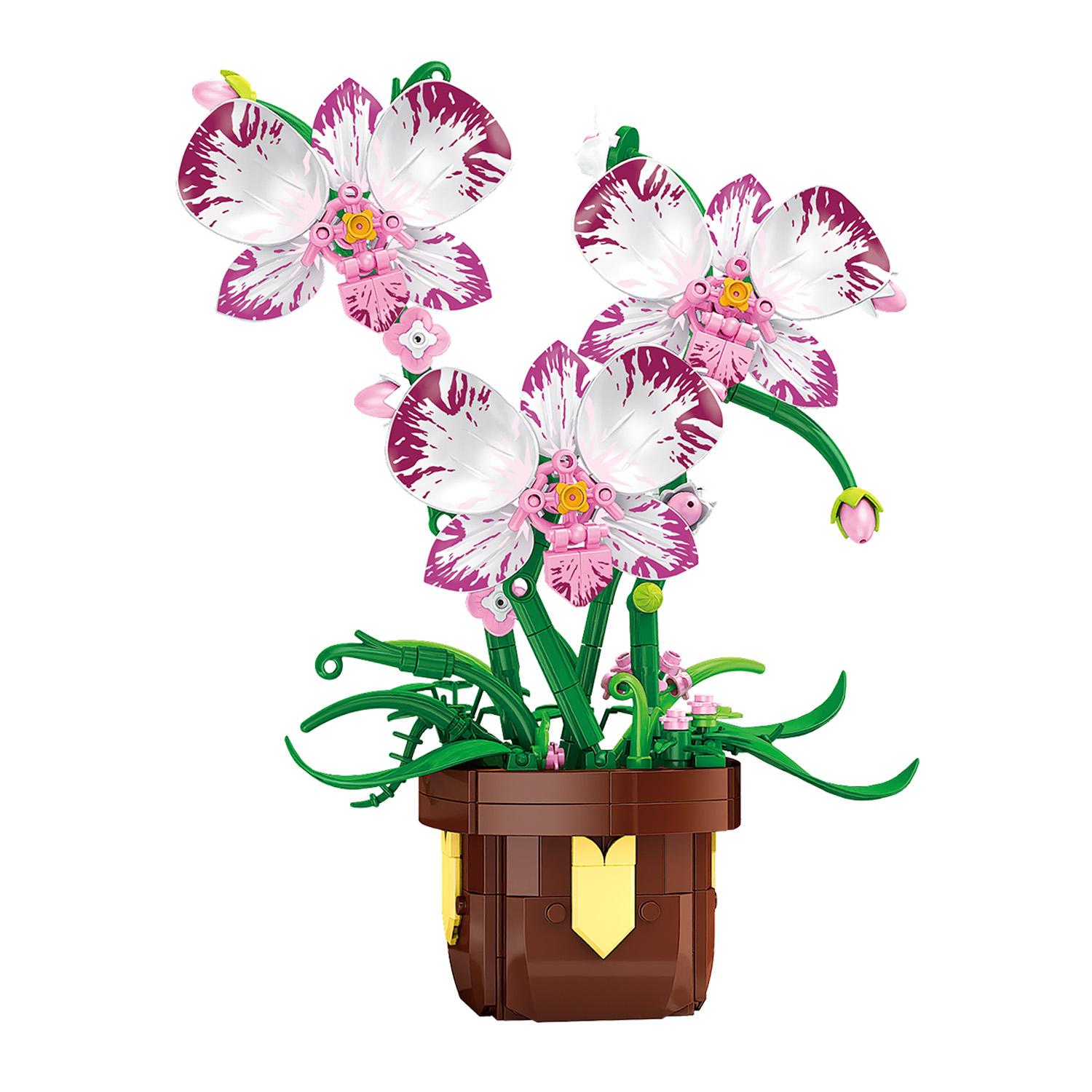 

Non-Toxic 323Pcs Phalaenopsis Potted Plant Building Block Flower Model Puzzle Toys Sets New Year Christmas Birthday Gifts