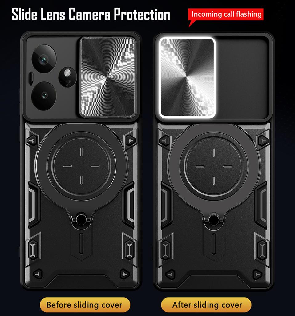 Slide Lens Armor Funda for OPPO Realme GT7 Case for Realme GT 7 Pro 6T Neo6 SE 5G Case Magnetic Ring Stand Holder Full Cover
